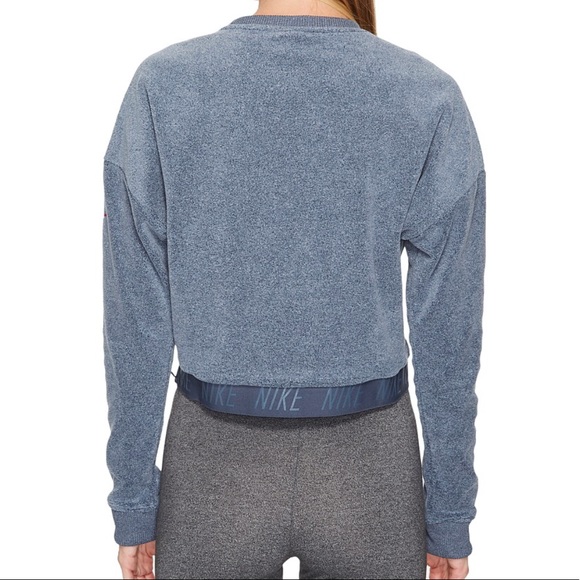 Nike Crew Neck Zipper Cropped Training Top Sweater - Picture 3 of 4